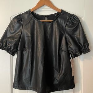 Faux leather boutique top